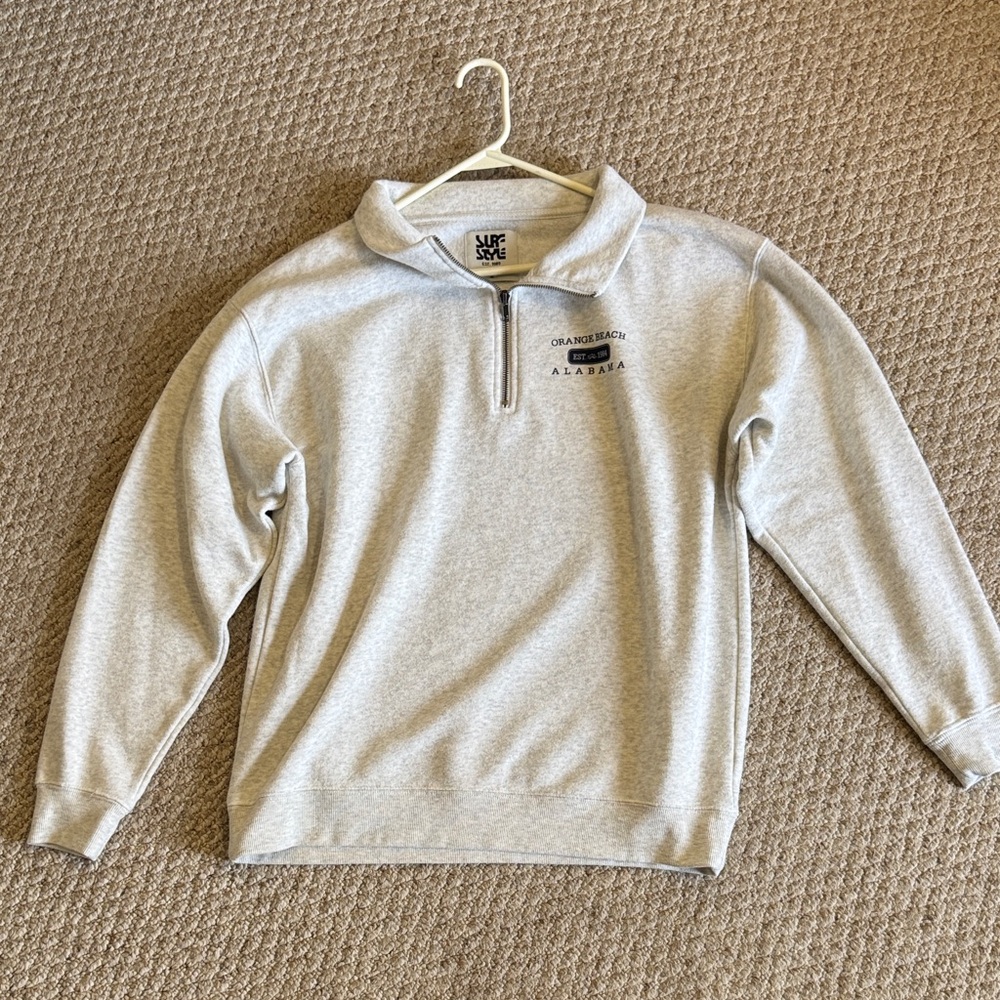 Surf Style Men's Gray Zip Up Quarter Zip Sweater